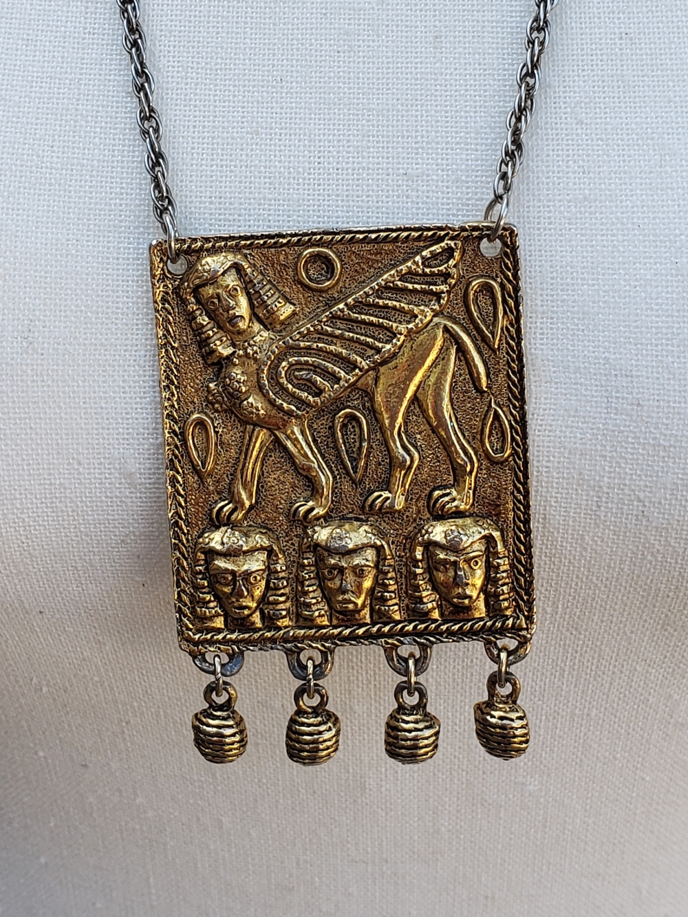 Gold-Tone Egyptian Revival Sphinx Pendant Necklace